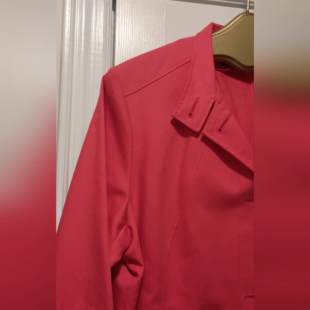 Harve benard salmon cotton long Trench  Jacket Size Large - Picture 6 of 8